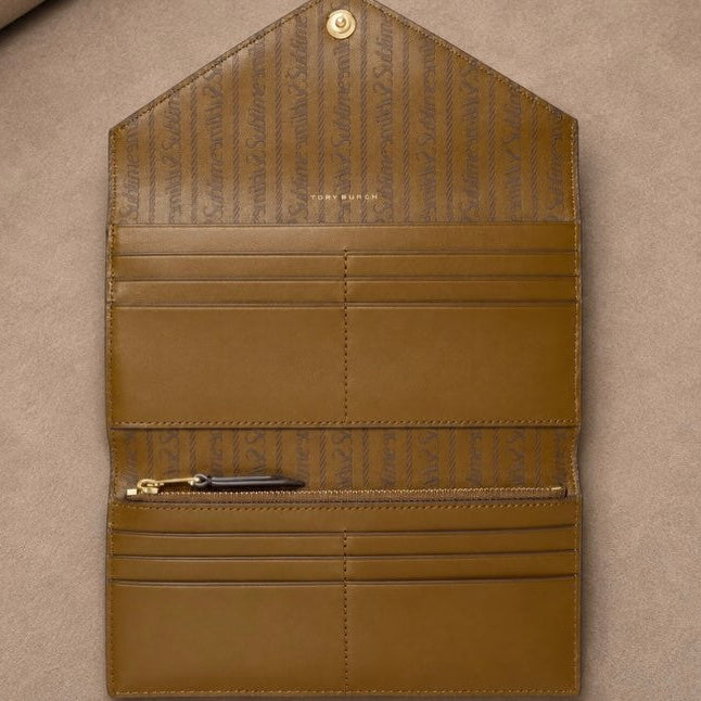 Tory Burch T Monogram Coated Canvas Envelope Wallet