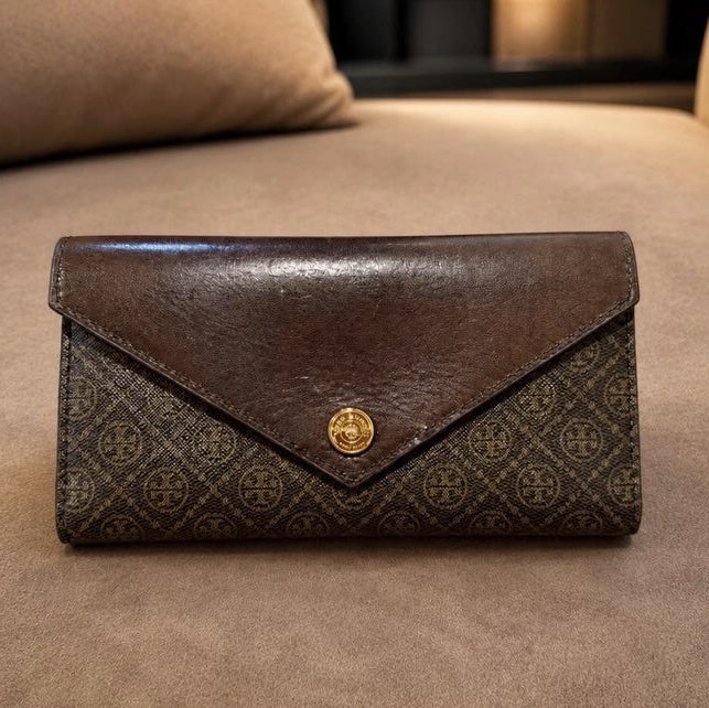 Tory Burch T Monogram Coated Canvas Envelope Wallet