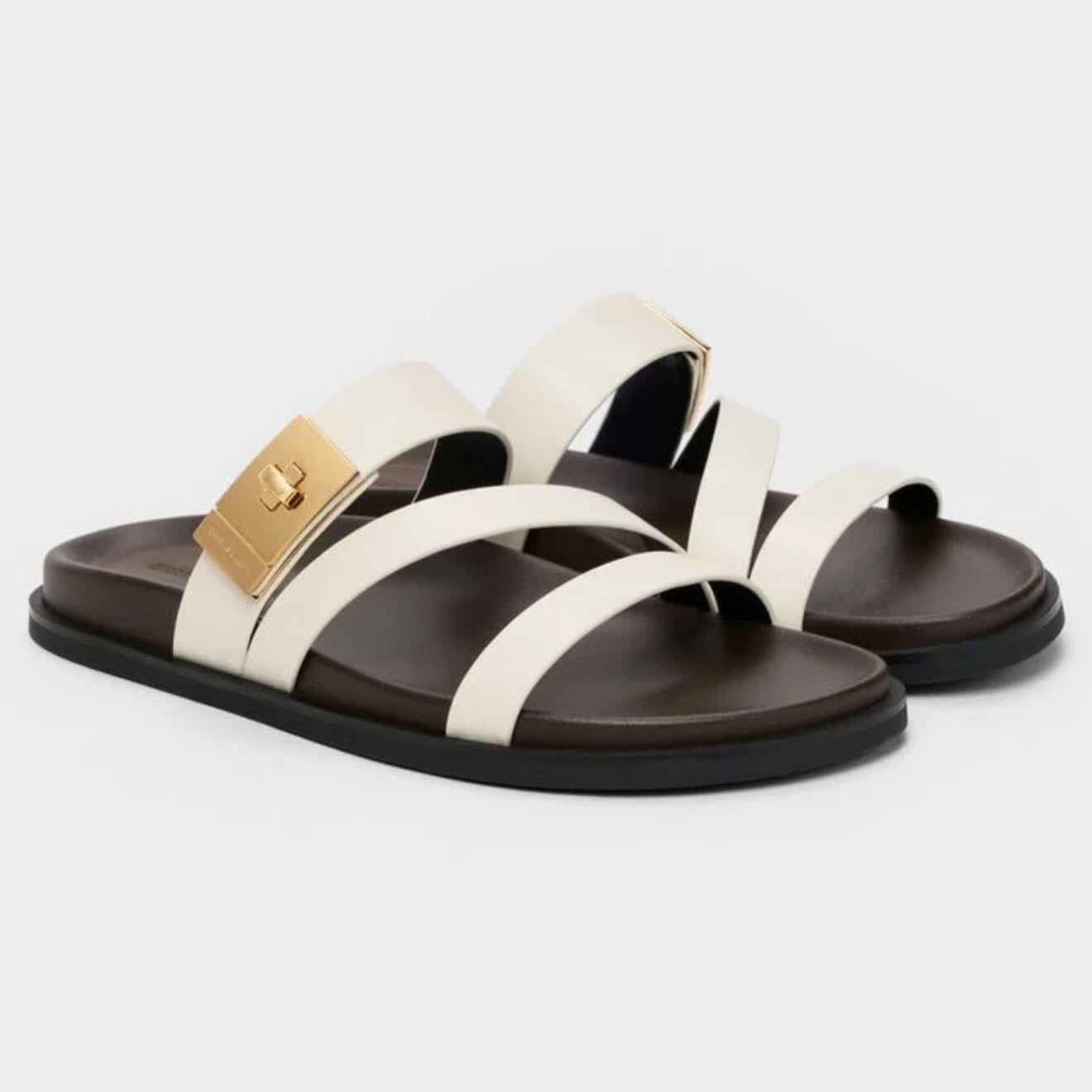 Charles & Keith  Aelin Metallic Buckle Strappy Sandals