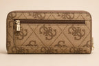 Guess  Brown Logo Janie Large Zip Around Wallet