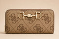 Guess  Brown Logo Janie Large Zip Around Wallet